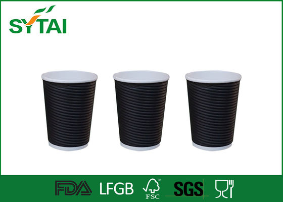 Китай Напечатанные черного чашки бумажных стаканчиков пульсации/капучино Biodegradable устранимые с крышкой поставщик