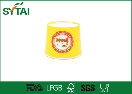 Китай Желтое красочное напечатанное изготовленное на заказ мороженое придает форму чашки устранимое экологически дружелюбное поставщик